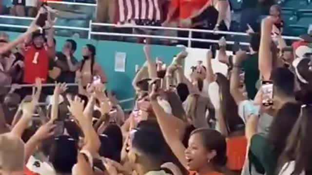 Falling Cat Saved With American Flag On 9/11 At Miami Football Game