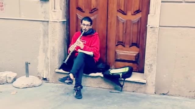 Flutist at Montevideo's Old City (Ciudad Vieja)