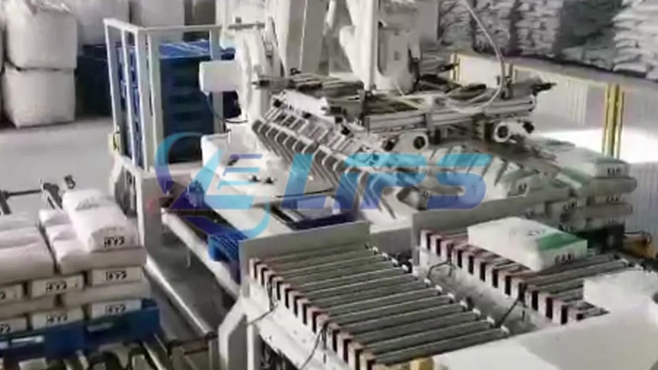 Double line palletizing robot system for bags #foryou#palletizer#robot#pack