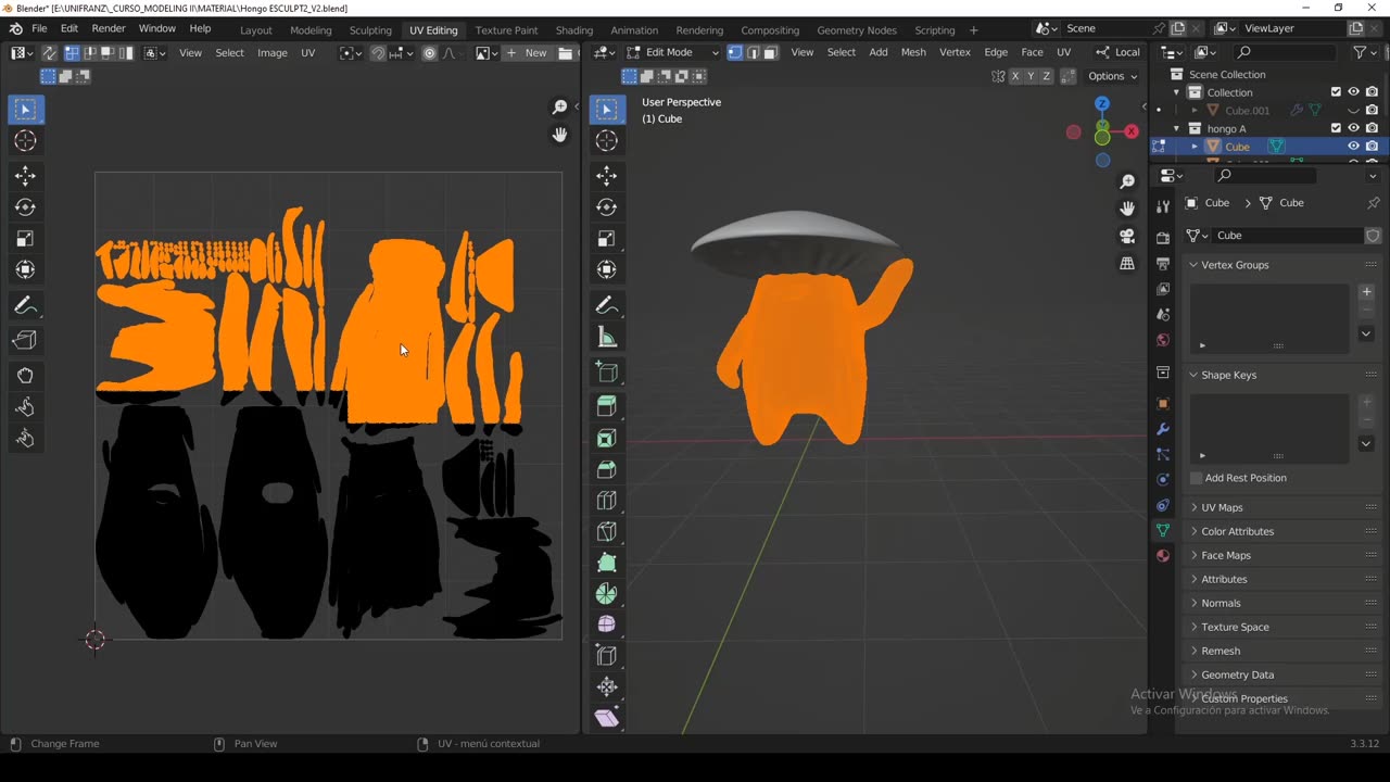 Blender - Hacer un smart UV project para un objeto con muchos vertices