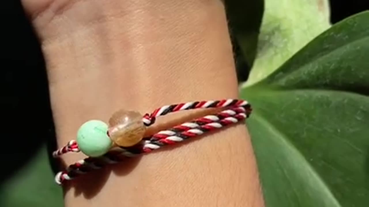 Tridatu Prosperity Bracelet with Sedana Hair and Jade - Charm Bracelet for Success and Health