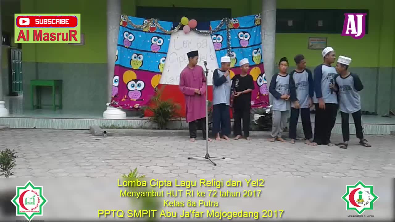 Lomba Cipta Lagu Religi dan Yel2 Kelas 8a Putra Menyambut HUT RI ke 72 tahun 2017 PPTQ SMPIT Abu Ja