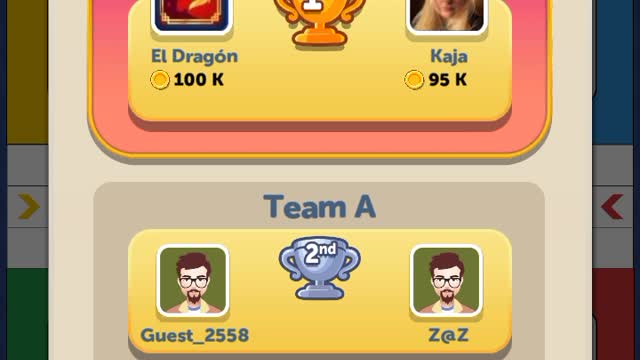 Playing in a 2 vs 2 double mode tournament in the game ludo club data (28/04/2022).
