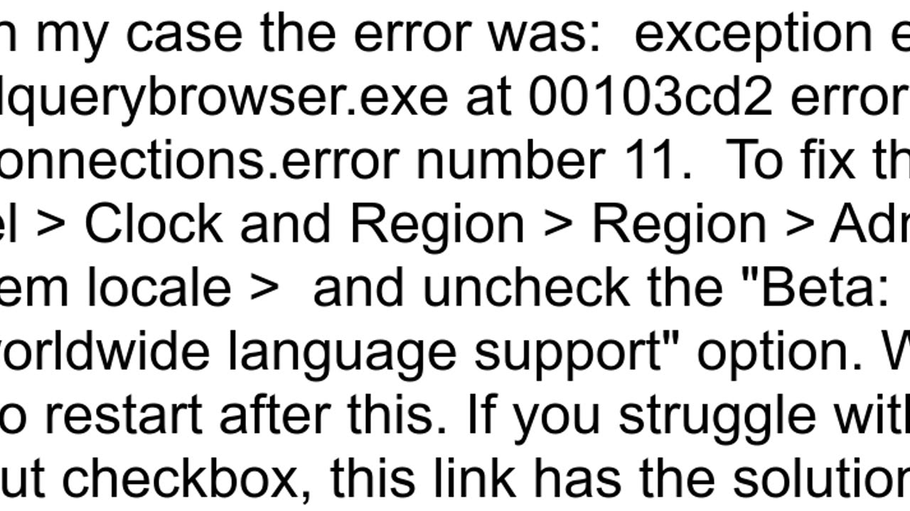 exception emyxerror in module mysqlquerybrowser exe at 00111E52
