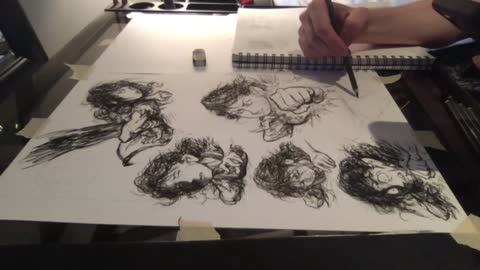 Timelapse: Charcoal art for page 100 in 18 minutes