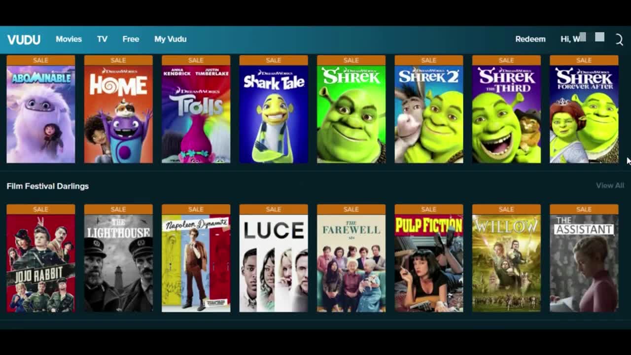 Vudu TV & Movies Preview of Video library