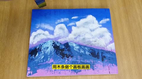 Painting with wooden strips as a drawing board, very creative