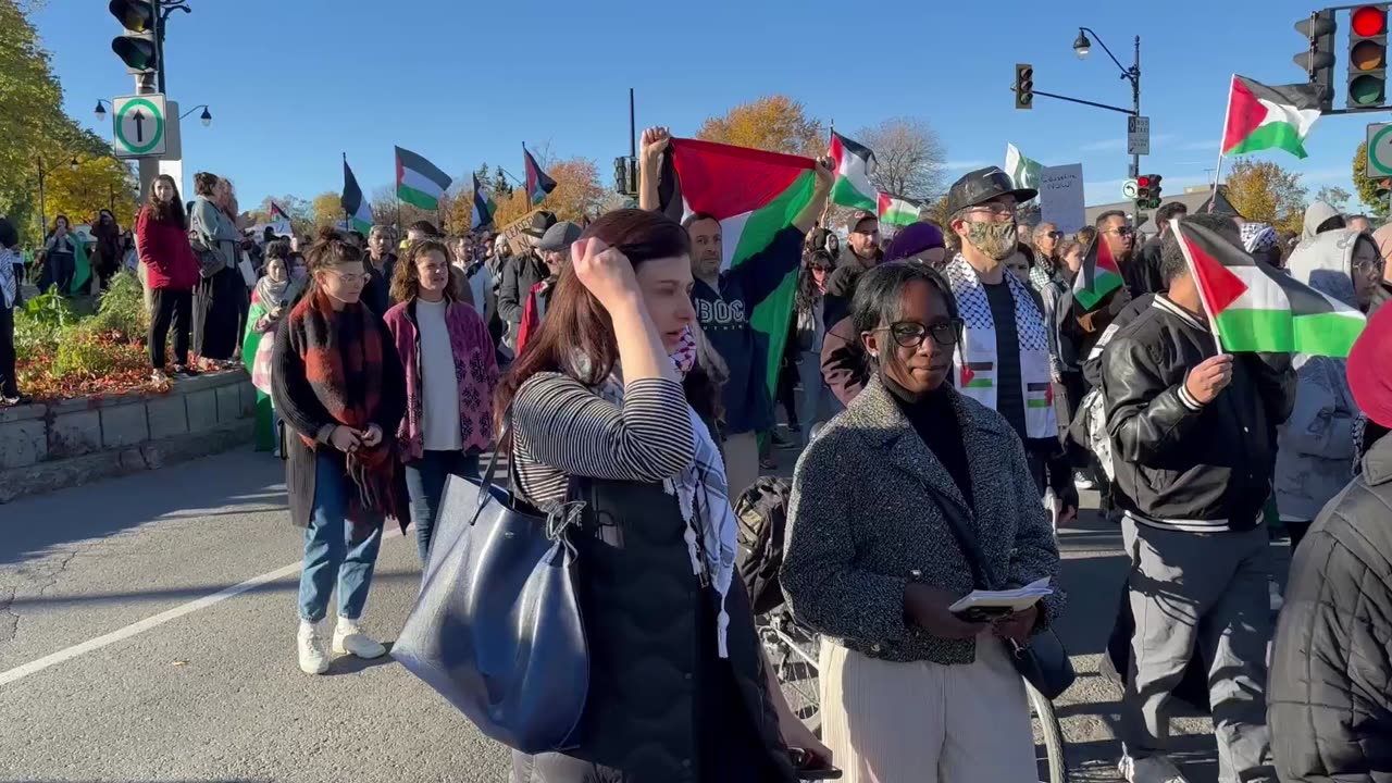 Oct 28/23 Montréal. Huge Pro-Palestine Demonstration. Immense manifestation pro-palestinienne