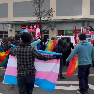 Antifa and Gays Against Groomers engage in protest at Drag Queen Story Hour in Coquitlam, BC.