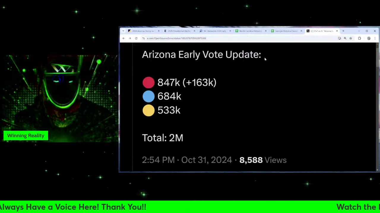 Halloween night election stream: NC-GA-NV-AZ Polls, Rig Watch,J6 Coverup-Baris Dice Pool Steve Baker