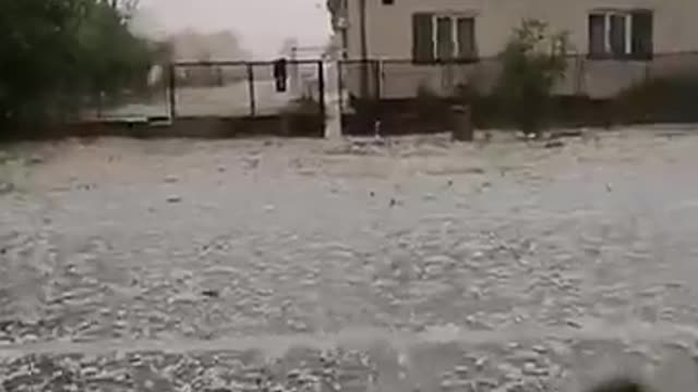 Car Hammered by Hail