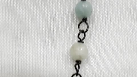 Handmade Unique 12”~14” Adjustable Necklace with Amazonite and Nuclear Pearl