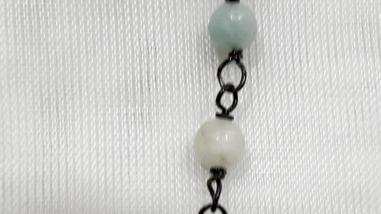 Handmade Unique 12”~14” Adjustable Necklace with Amazonite and Nuclear Pearl