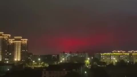 Chinese port-city of Zhoushan witnessing some kind of red sky event.