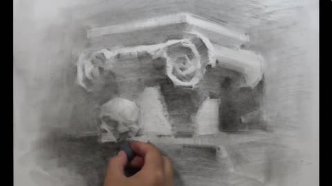 Roman column and skeleton still life sketch process, the content is very suitable for learning 8