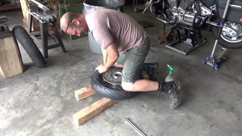 Changing tires on a motorcycle