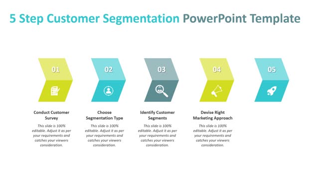 five-step customer segmentation PowerPoint template