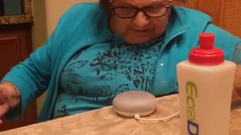 Grandma having conversation to her new friend