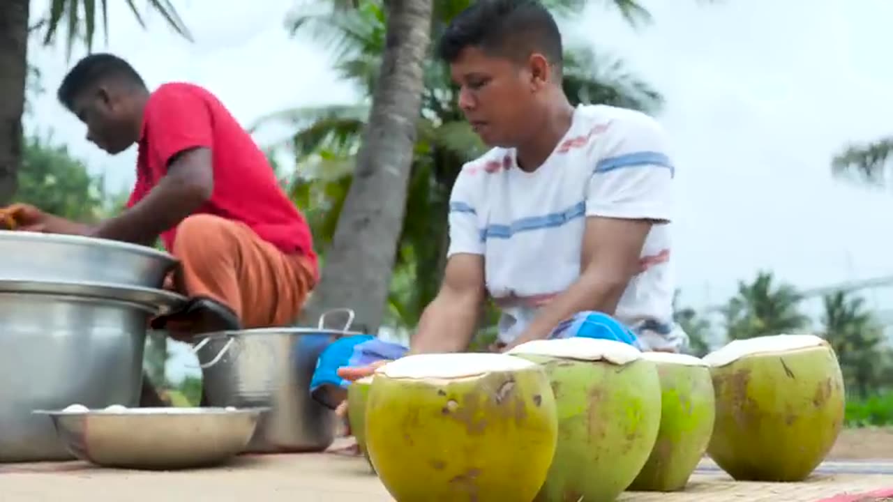 TENDER COCONUT QUAIL RECIPE | Tender Coconut Kada Curry | Village Food