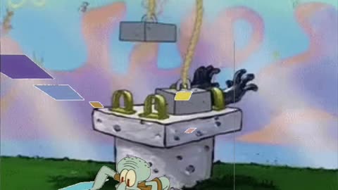 Squidward Is Playing With Tiles In Front Of The Arm Cruncher 🧱
