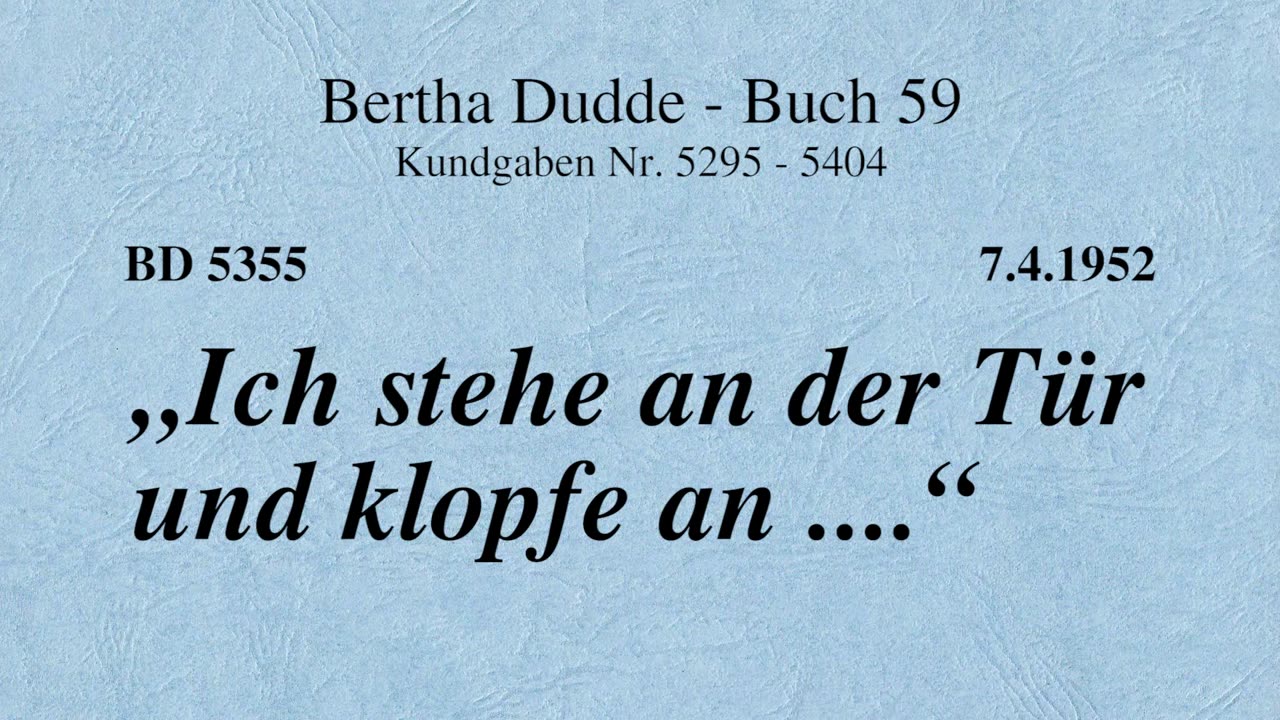 BD 5355 - "ICH STEHE AN DER TÜR UND KLOPFE AN ...."