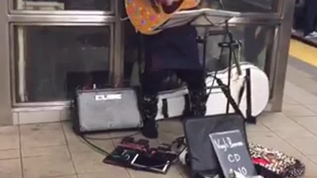 Basket head guy plays weird song on subway okey doke