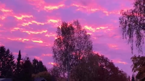 Sky changing color this morning in Finland