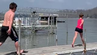 Race Between Siblings Ends with a Trip and a Splash