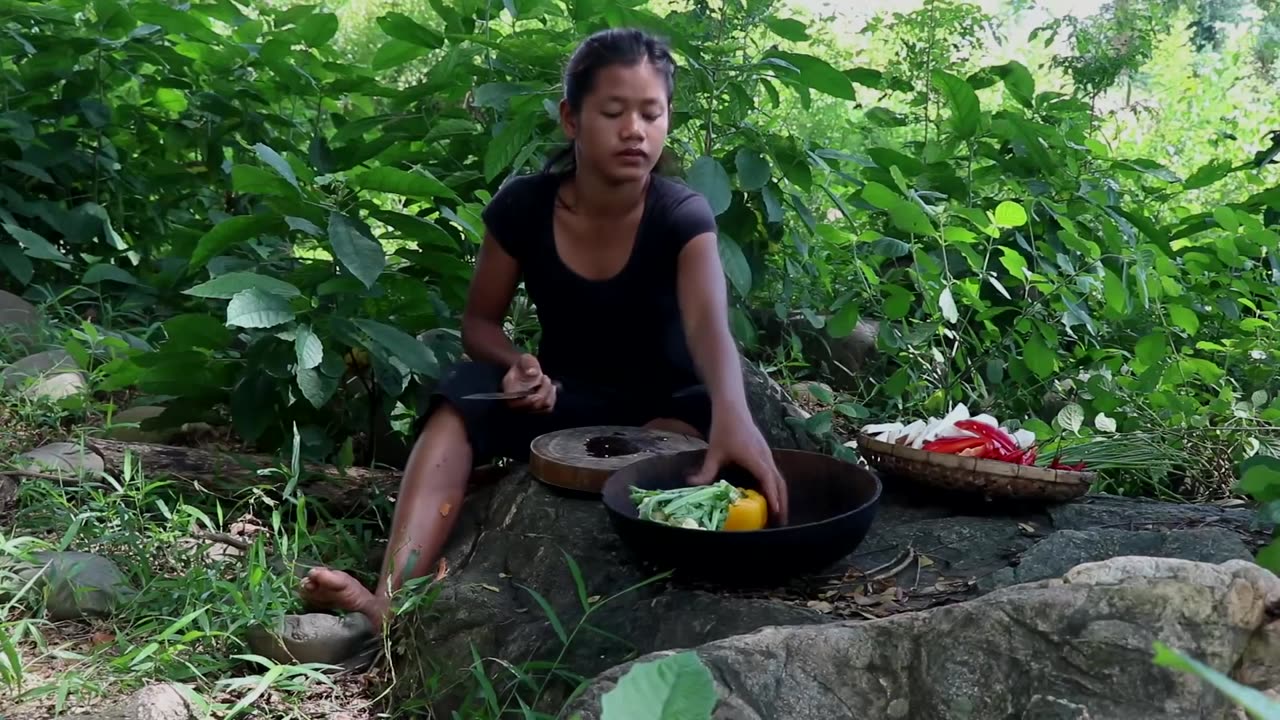 Yummy food again from Mushroom cooking with Mixed fresh vegetables for Eating delicious