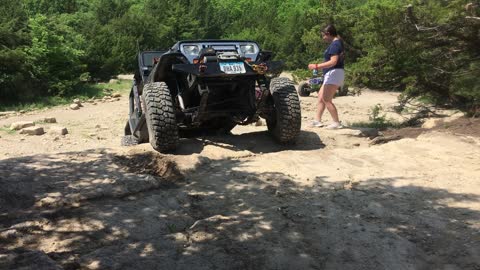 Jeep YJ climing to get the can back