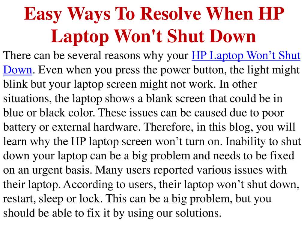 Easy Ways To Resolve When HP Laptop Won't Shut Down