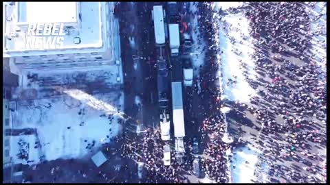 Aerial shots Freedom Truckers Convoy Ottawa Canada Jan 29, 2022