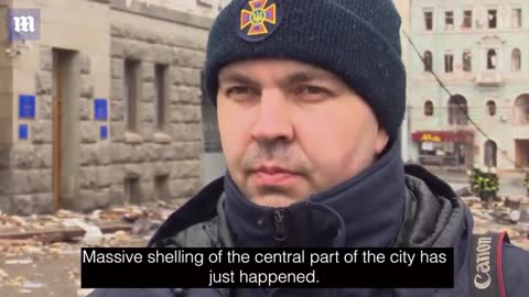 Russia Ukraine latest_ Emergency services attend to heavy damage in Kharkiv after missile hit