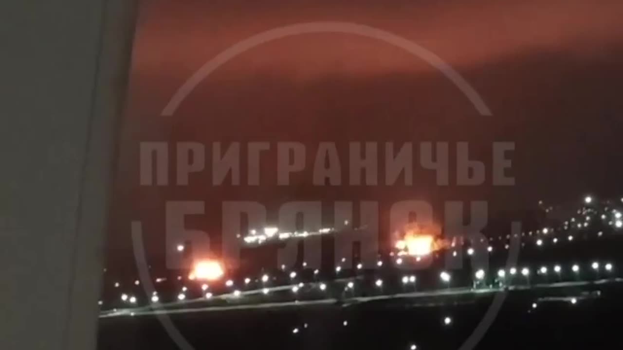 🦅🔥🔥 Bryansk region, a military unit is on fire after UAVs attack!