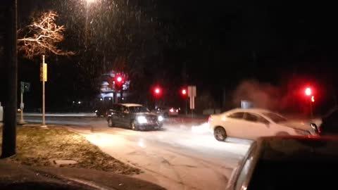 Multiple Car Accident on Huge Sheet of Ice