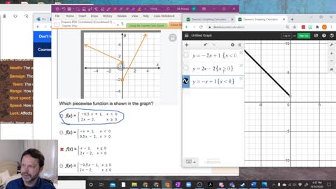 Using Desmos to Find Piecewise functions for given graph