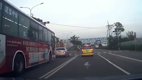 Bus hits car