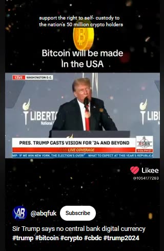 Trump says NO CBDC's