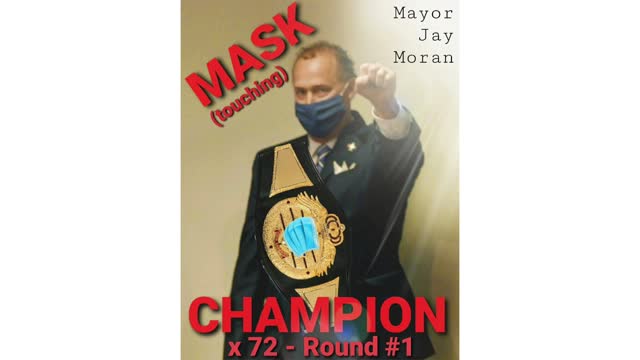 Manchester Connecticut Mayor Jay Moran touches mask 72 times!