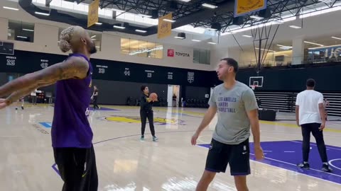 The scene at Lakers shootaround before today’s season opener.