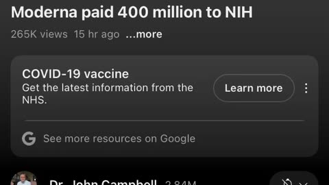 dr Campbell : USA hearing government , Vaccines, $400.000.000,Moderns paid to NiH