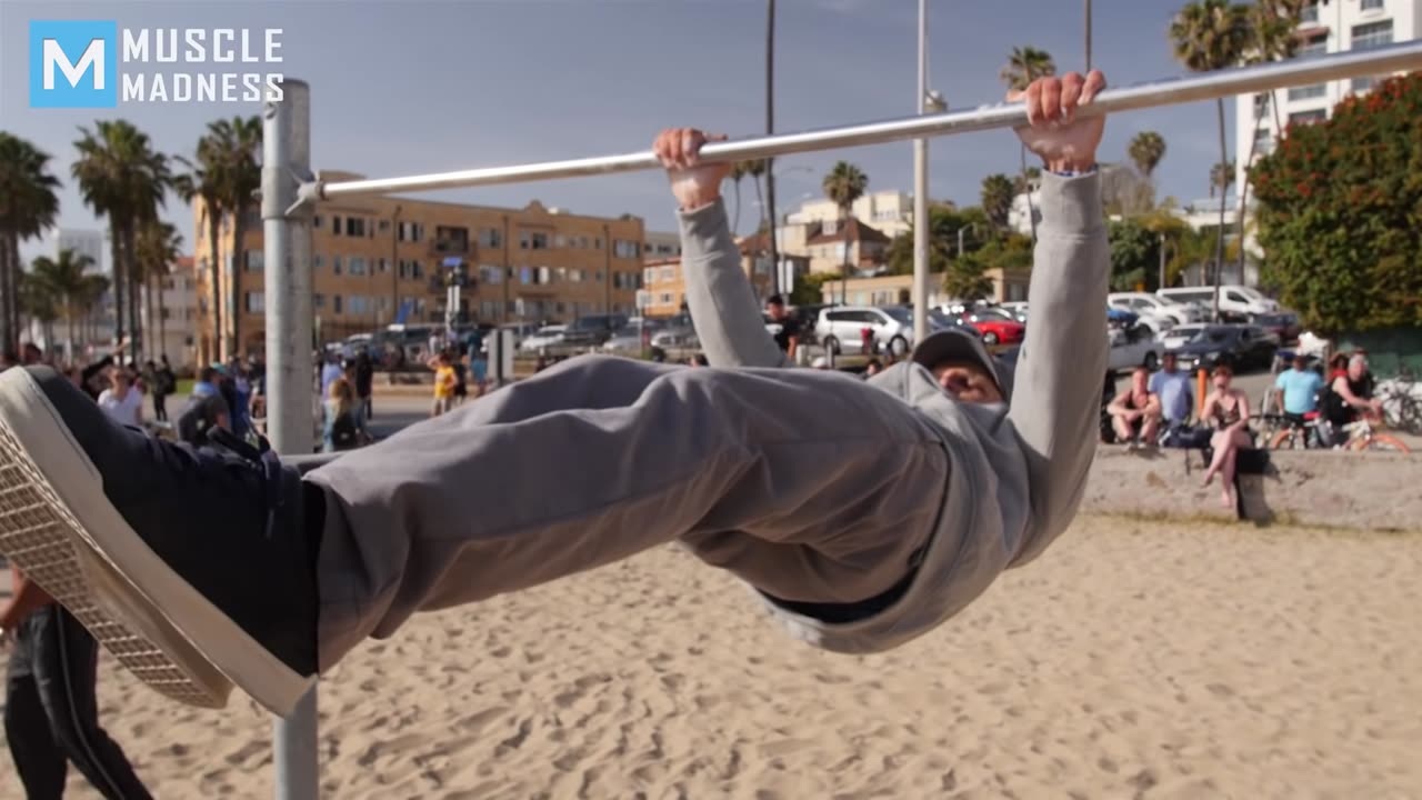 Pretended to be an old man at the beach gym