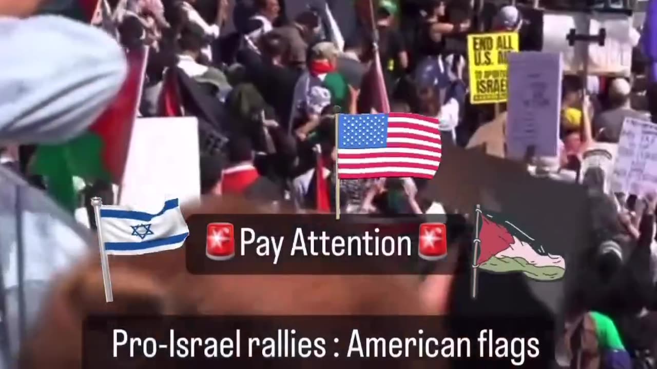 Supporting Israel has American flags & with Hamas no American flag