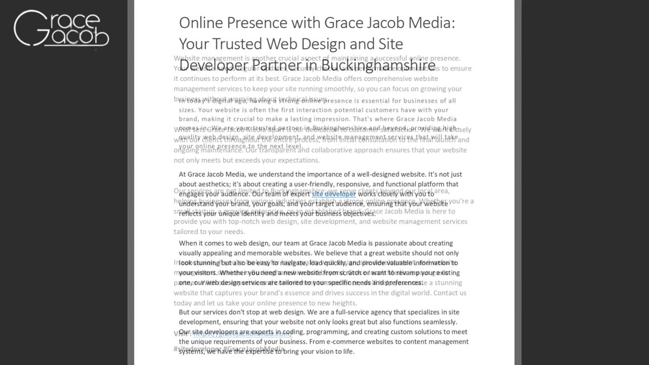 Grace Jacob Media Your Trusted Web Design and Site Developer Partner in Buckinghamshire