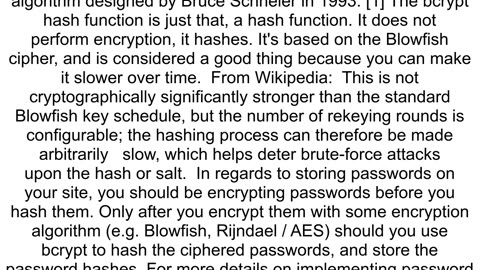 Is Bcrypt used for Hashing or Encryption A bit of confusion