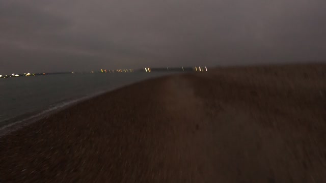 Evening hiking on a beach speedlapse