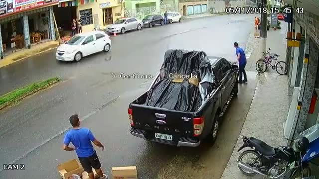 Car Loses Control and Almost Hits Worker