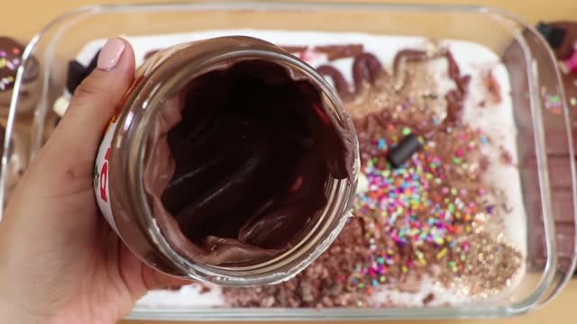 Mixing"NutellaChoco" Eyeshadow and Makeup,parts,glitter Into Slime!Satisfying Slime Video!★ASMR★