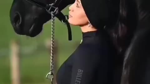 Excited girl with attitude horse