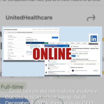 Fact Check: FAKE Listing Shows Job Opening For UnitedHealthcare CEO